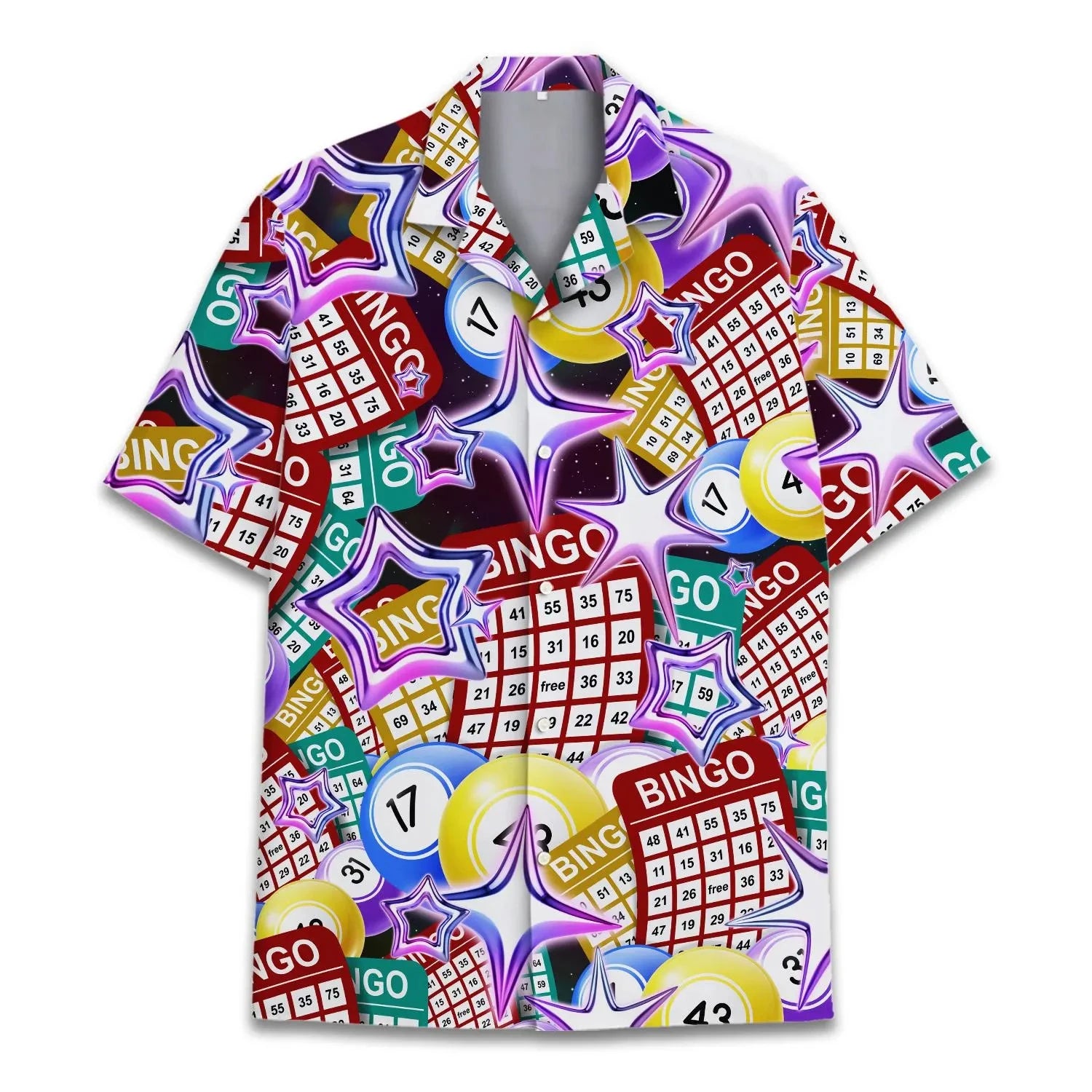 Unisex Bingo Tropical Hawaiian Shirt – 3D Print, Short Sleeve, XS–6XL