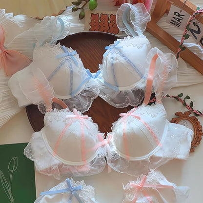 Women's Lace Bow Underwire Bra Set