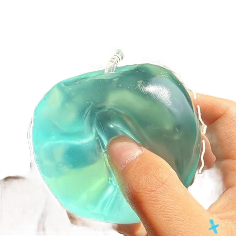 Apple Moldable Stress Ball Coconut Oil Squishy Transparent Apple Non-Bounce Squeeze Ball ASMR Sensory Toy Relieve Stress Toy