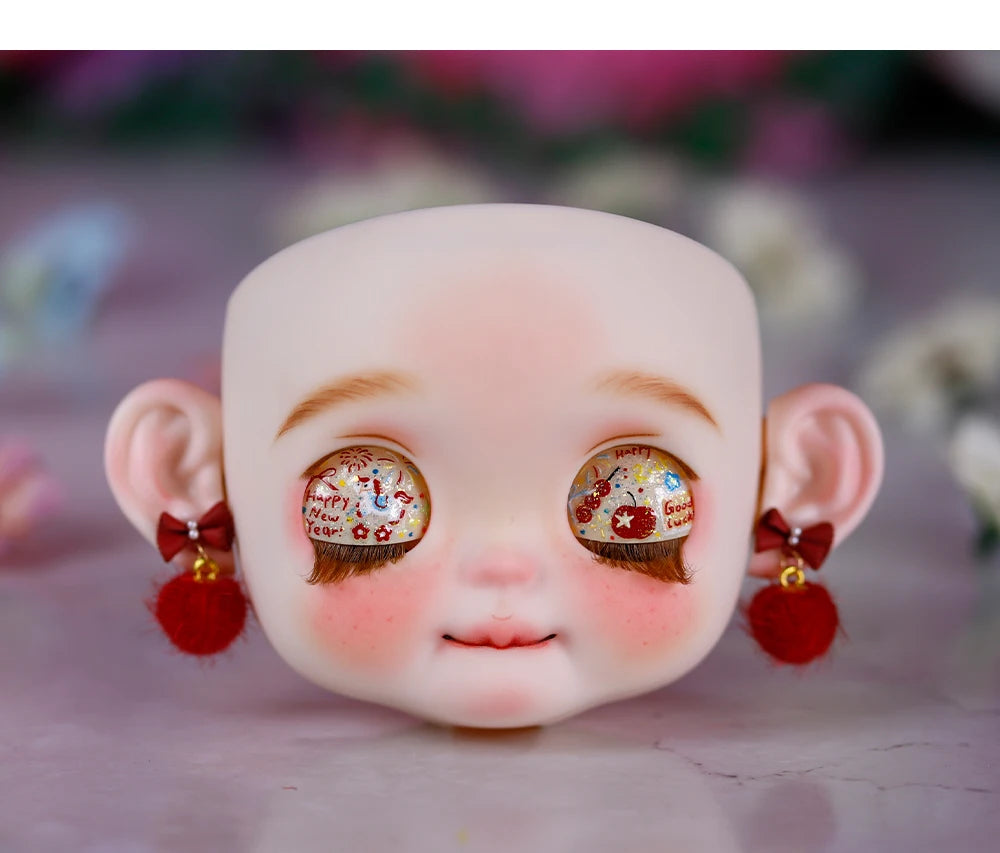 Blyth1/6 doll Hand-painted shell DIY makeup lip carving eyebrows handmade Ears