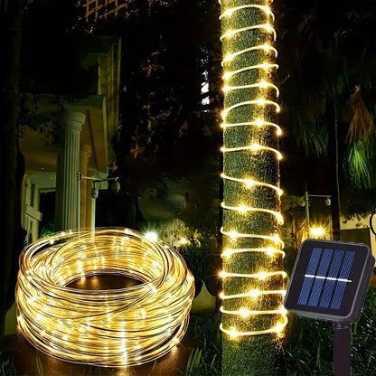 1pc Solar LED Tube Light 100LED Tube Rope String Light 8 Modes with Outdoor PVC Tube Light Solar Fence Light For Home Garden Yard Party Party Decoration