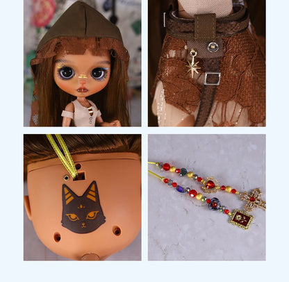 ICY DBS Blyth 1/6 Doll Hand drawn Set Black Skin Long Eyelash Sleeping Eye Special Eye
