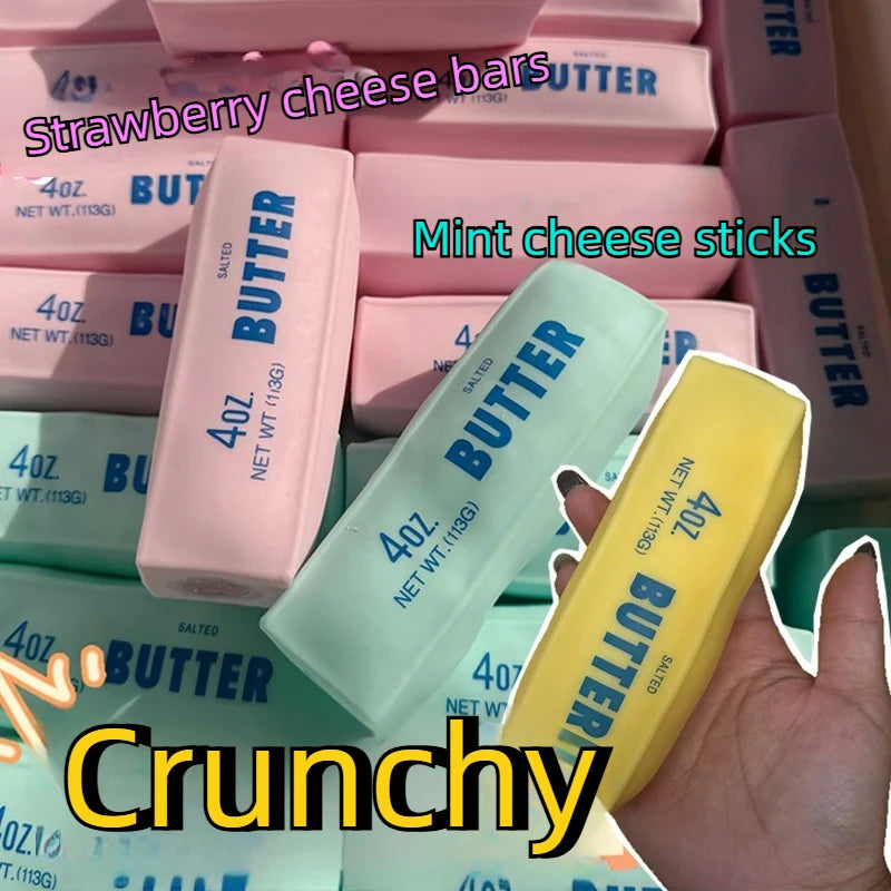 Butter Stick Squishy Stress Ball Fidget Toy Crunchy Squeeze Toy Round Blocks Filled ASMR Anti Stress Release Hand Relax Gift Toy