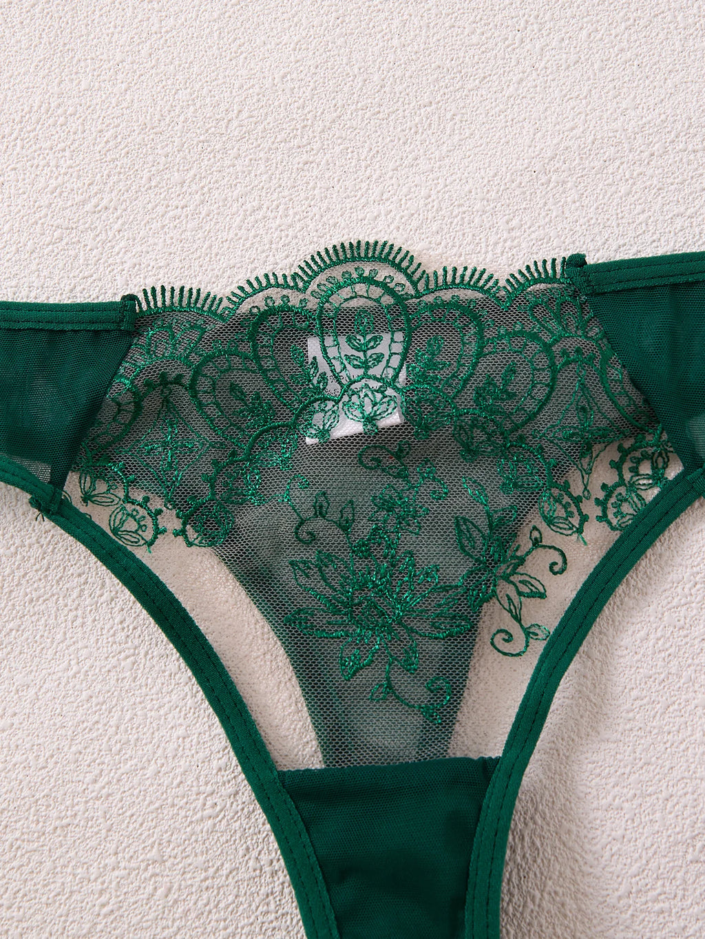 Green Floral Lace Bra & Thong Set