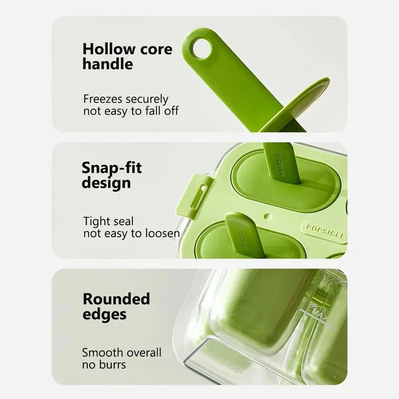 1Pc Easy-Release Popsicle Maker Leak-Proof Lid, Freezer Safe for Juice & Fruit, Makes 4 Homemade Popsicles, Popsicle Molds