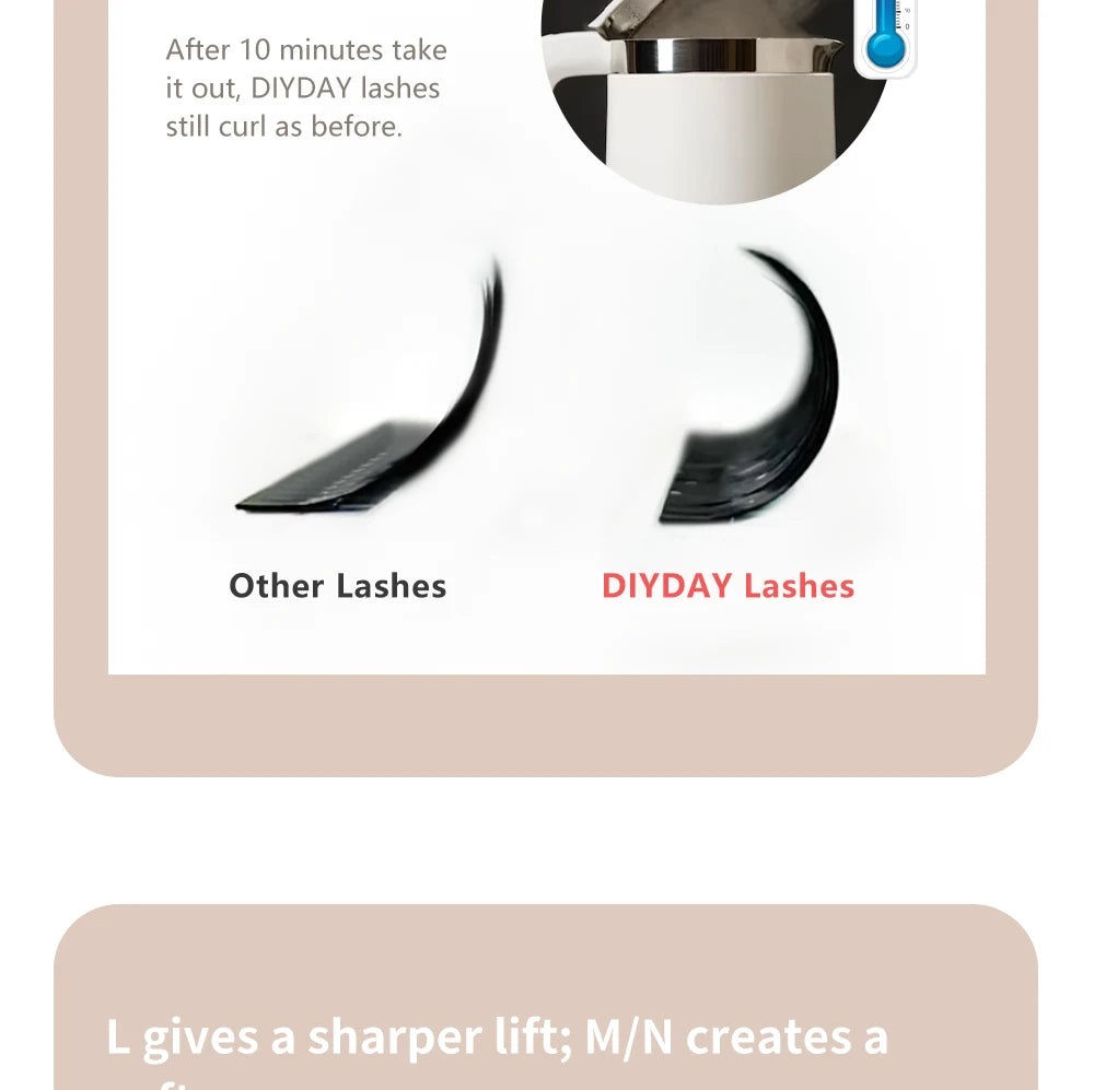 DIYDAY YY Shape Eyelash Extension C D L LU(M) N Curl Brown Lash Natural Soft Premade Volume Fans Two Tips Y-Shaped False Eyelash