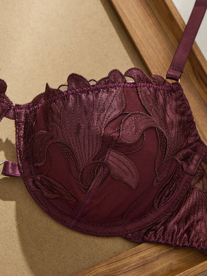 Women's Brown Color-Block Bra Set