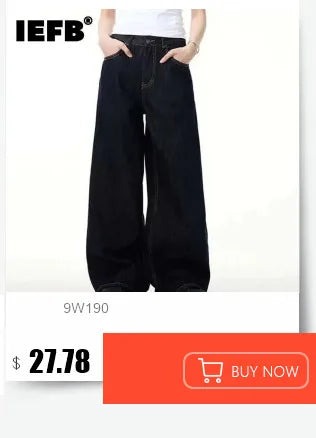 IEFB Men's Jeans New Korean Personality Straight Wide Leg Denim Pants Fashion Autumn Spring Vintage Male Trousers 9A5577
