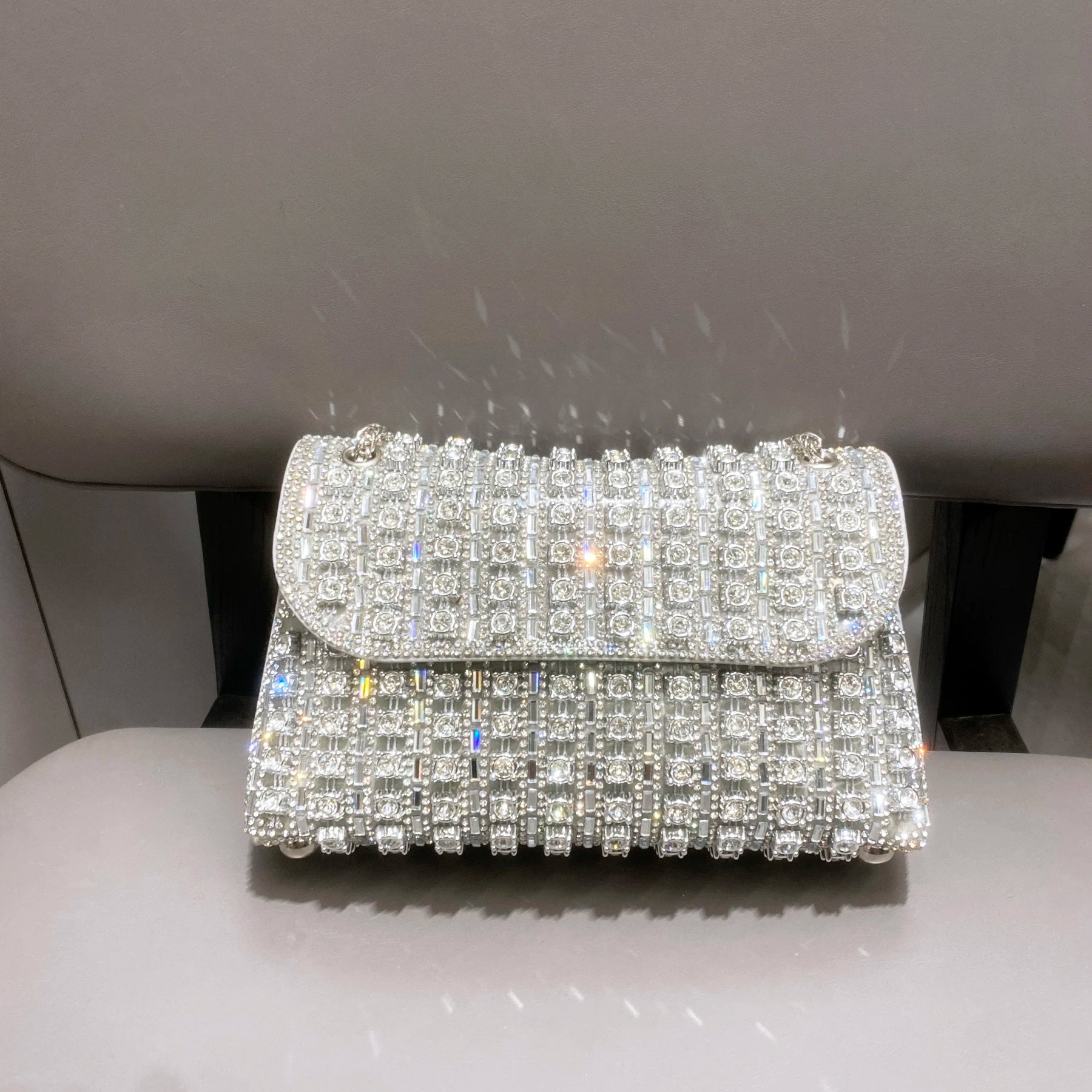 Women's Crystal Rhinestone Metallic Clutch Bag – Evening & Party, 2 Colors