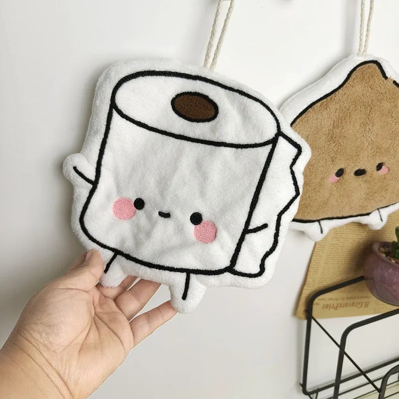 Soft Cartoon Hand Towel Wall-mounted Double-layer Thickened Coral Fleece Towel Super Water Absorbent Quick Drying Cotton Towel