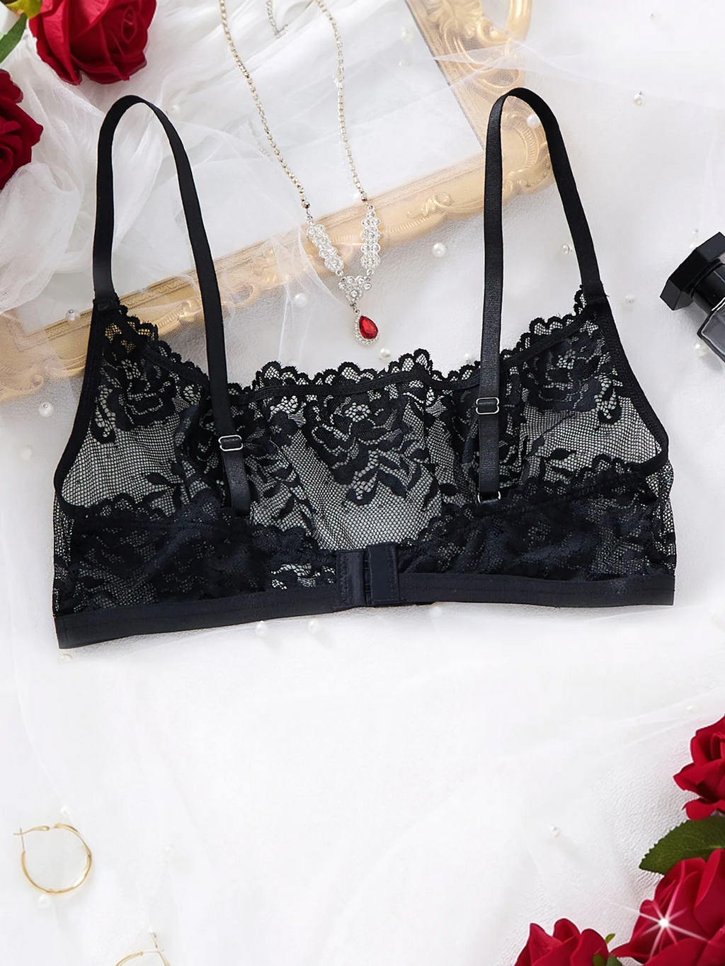 Black Floral Lace Bralette