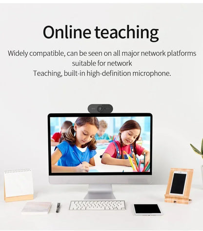 USB Webcam with Microphone for Laptop Desktop, 360° Rotatable Plug-and-Play Camera for Video Calls & Conferences