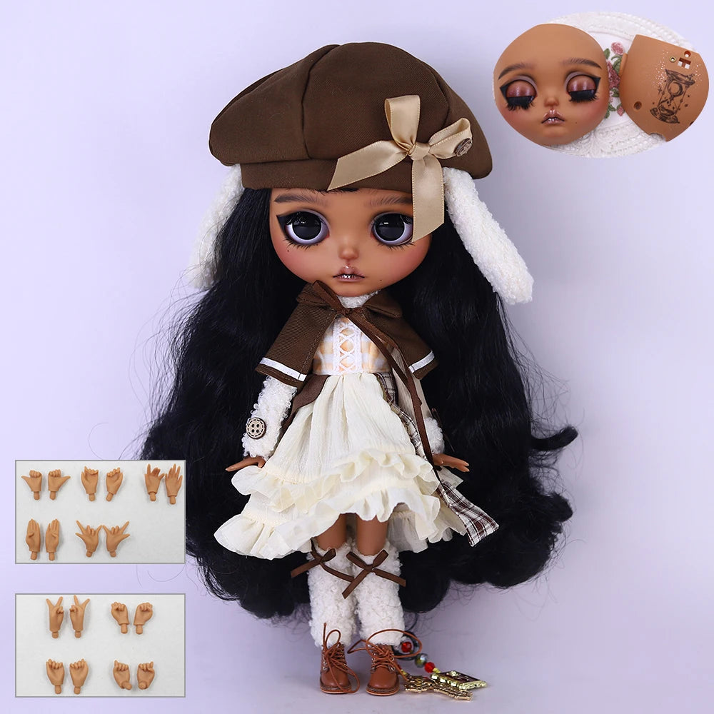 ICY DBS Blyth 1/6  Hand-Painted Doll Set Black Skin Girl Gift SD
