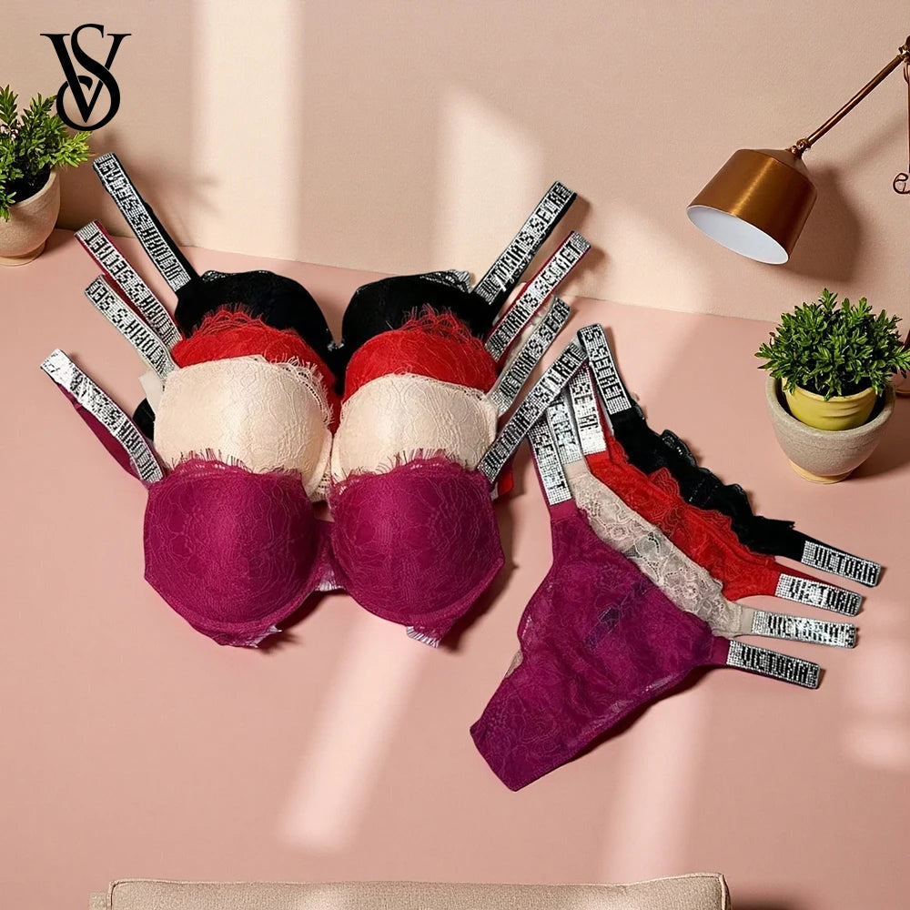 Women's Padded Lace Bra & Panty Set