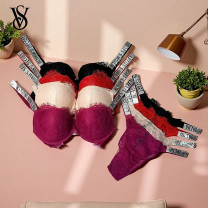 Women's Padded Lace Bra & Panty Set