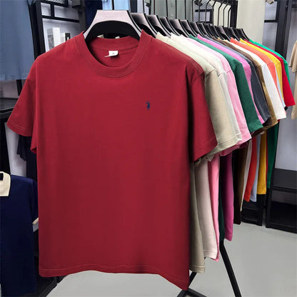 100% cotton breathable short sleeve T-shirt men's summer fashion luxury brand golf Paul embroidery loose casual round neck top