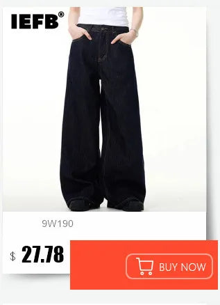 IEFB Men's American Style Denim Pants Washing Tie Dying Contrast Color Casual Wide Leg Flared Trousers Autumn Male Jeans 9W4182