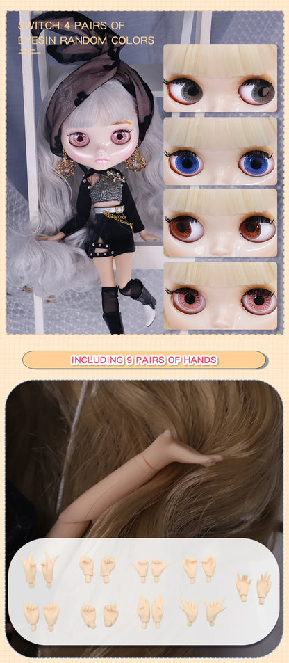 ICY DBS Blyth Doll Carved Lips Face White Skin Joint Body 1/6 BJD Special Price OB24 Toy Gift
