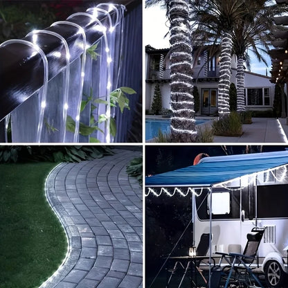 1pc Solar LED Tube Light 100LED Tube Rope String Light 8 Modes with Outdoor PVC Tube Light Solar Fence Light For Home Garden Yard Party Party Decoration