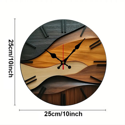 2D-flat Nordic Style Wooden Round Silent Hanging Wall Clock,Suitable For Living Room,Office,Study Room, Bedroom, Home Decoration