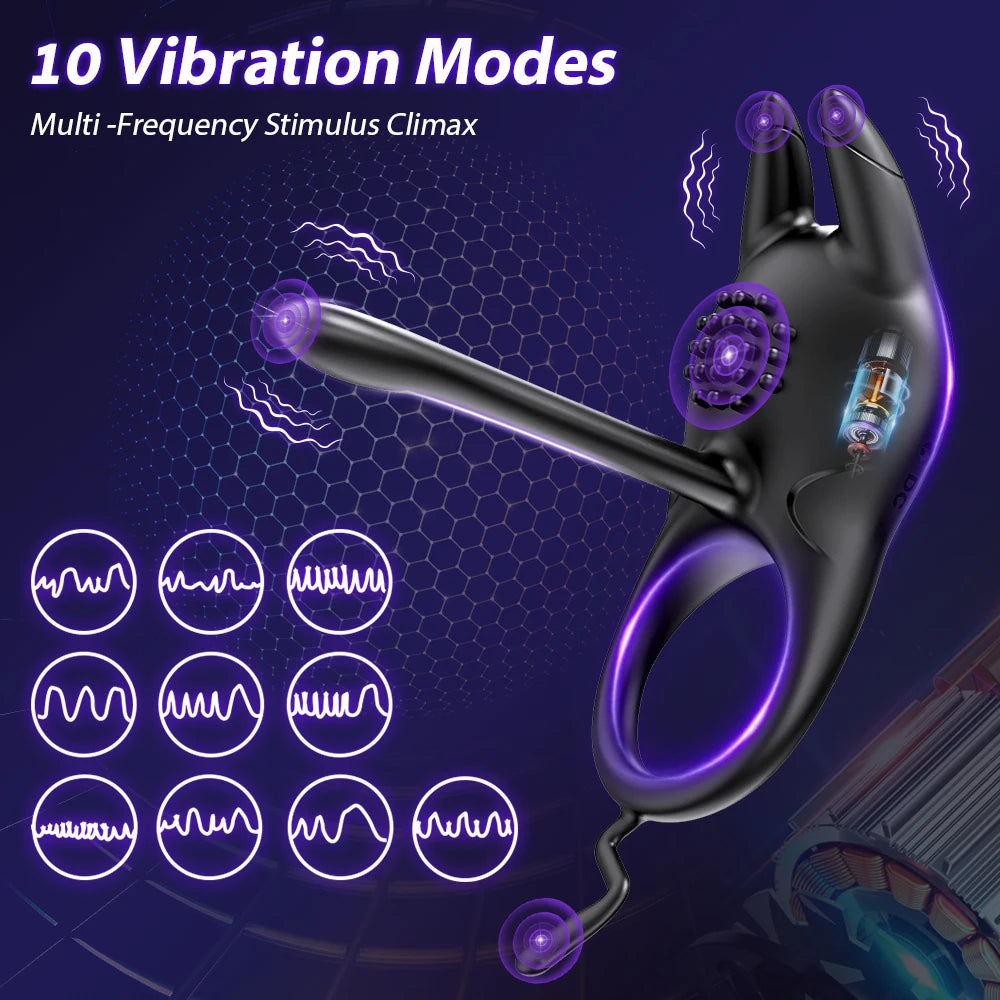 Vibrating Cock Ring, Penis Ring Vibrator Penis Sleeve Extender for Clit G Spot Stimulation, Couples Adult Sex Toys for Men Women