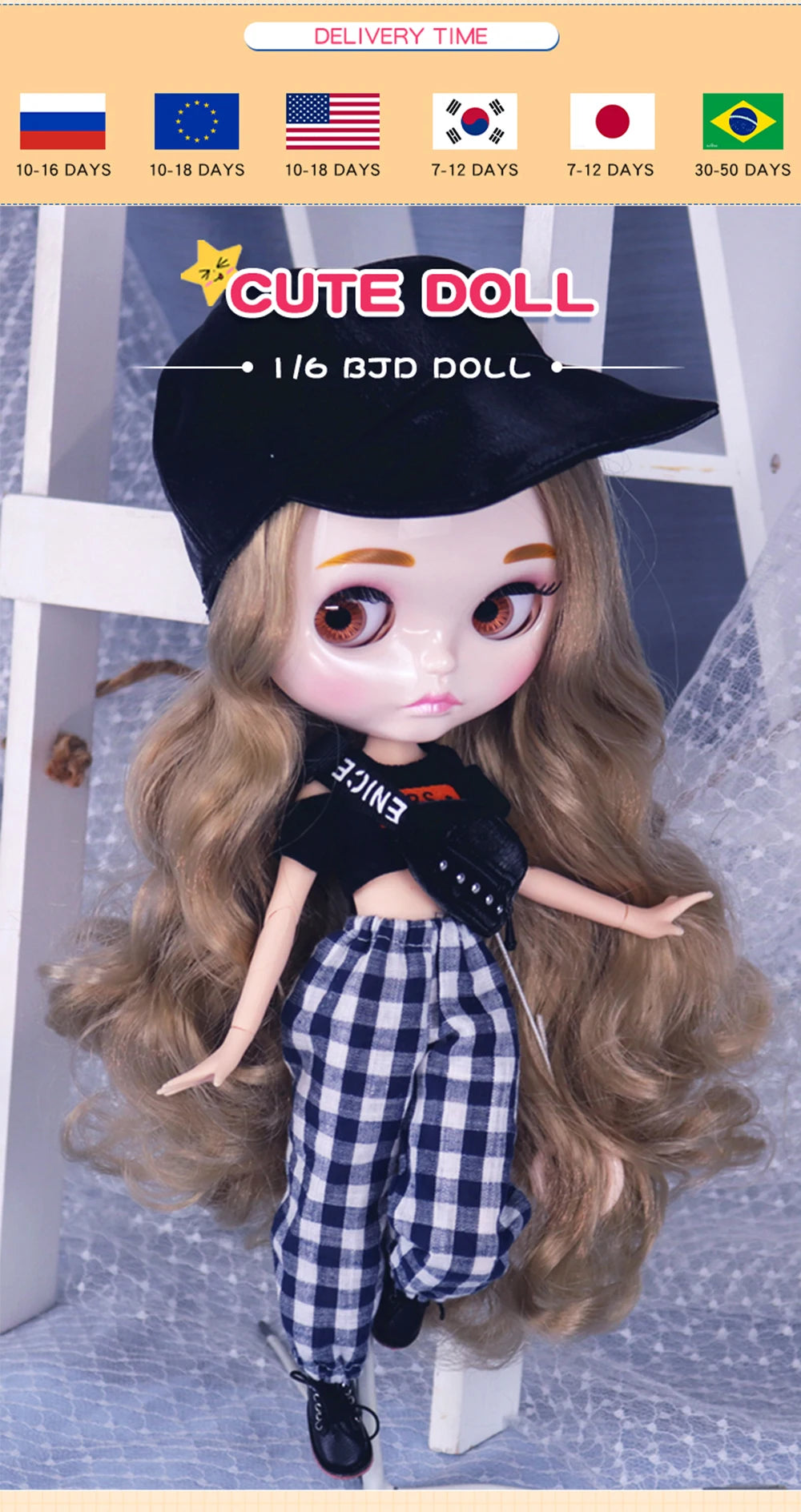ICY DBS Blyth Doll Carved Lips Face White Skin Joint Body 1/6 BJD Special Price OB24 Toy Gift