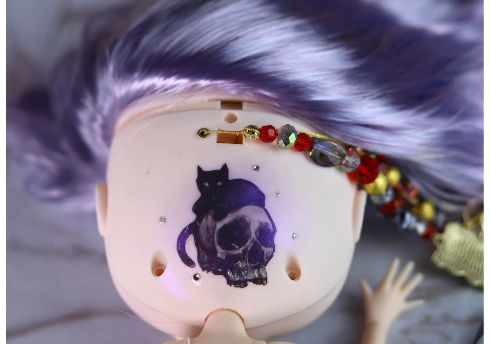 ICY DBS Blyth 1/6 doll hand painted makeup theme set skull face shell sleepy eyes long eyelashes bjd doll complete set sd