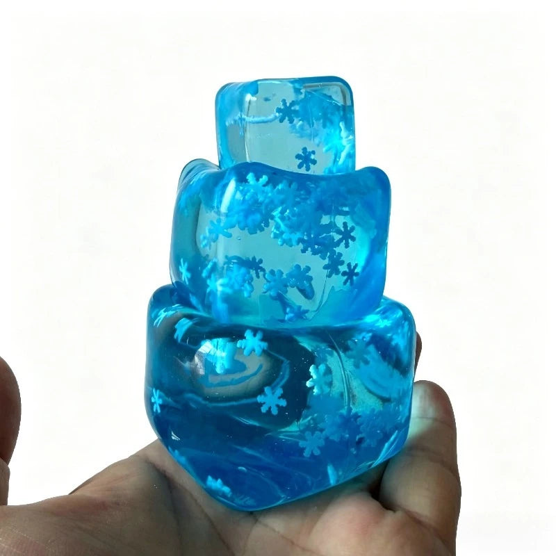 Squishy Snowflake Ice Cubes Slow Rising Sensory Fidget Toy Soft Ice Cubes Stress Relief Squeeze Toy Hand Exercise Calming Tool