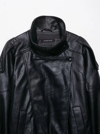 TFMLN 2025 Women Faux Leather Loose Jacket High Street Stand Collar Long Sleeve Coat Fashion Causal Zipper Outwear Autumn Winter