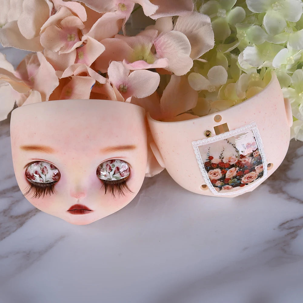 Blyth1/6 doll Hand-painted shell DIY makeup lip carving eyebrows handmade Ears