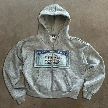 Y2K Graphic Zip-Up Hoodie