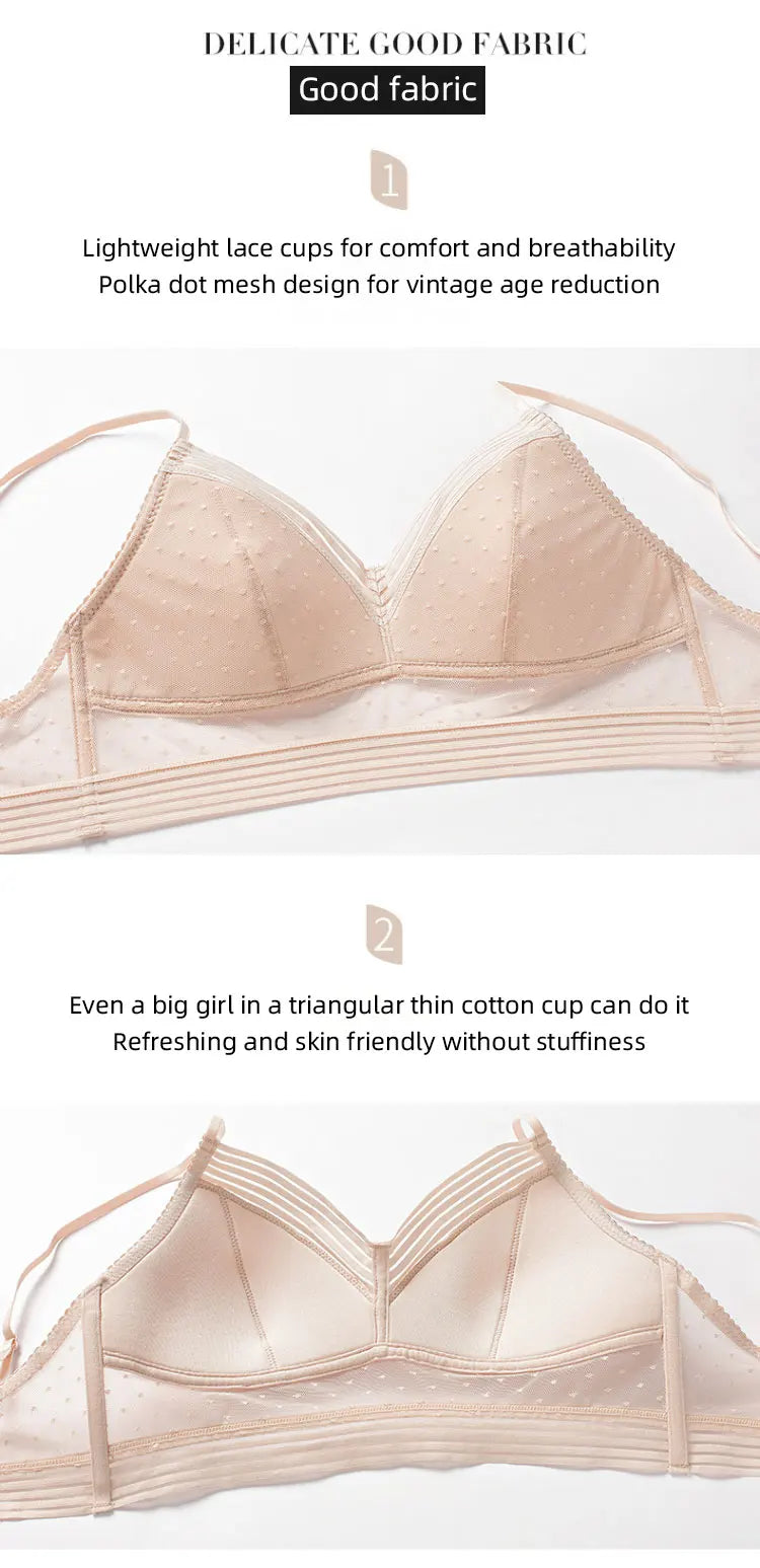 U-Shaped Backless Beautiful and sexy Bra Plus Size Lace Bra, Women's Invisible No Steel Ring Fashion Triangle Cup Bra