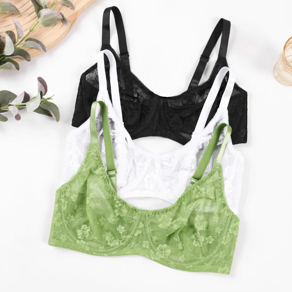 Plus Size Womens Bras Lace Underwire BH B-E Cup Comfortable & Alluring Lingerie