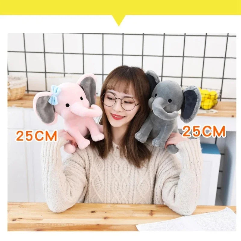 25cm Gray Elephant Stuffed Plush Toys Kawaii Animals Soft Sleeping Stuffed Pillow Doll Plushie for Baby Room Decorative Gifts
