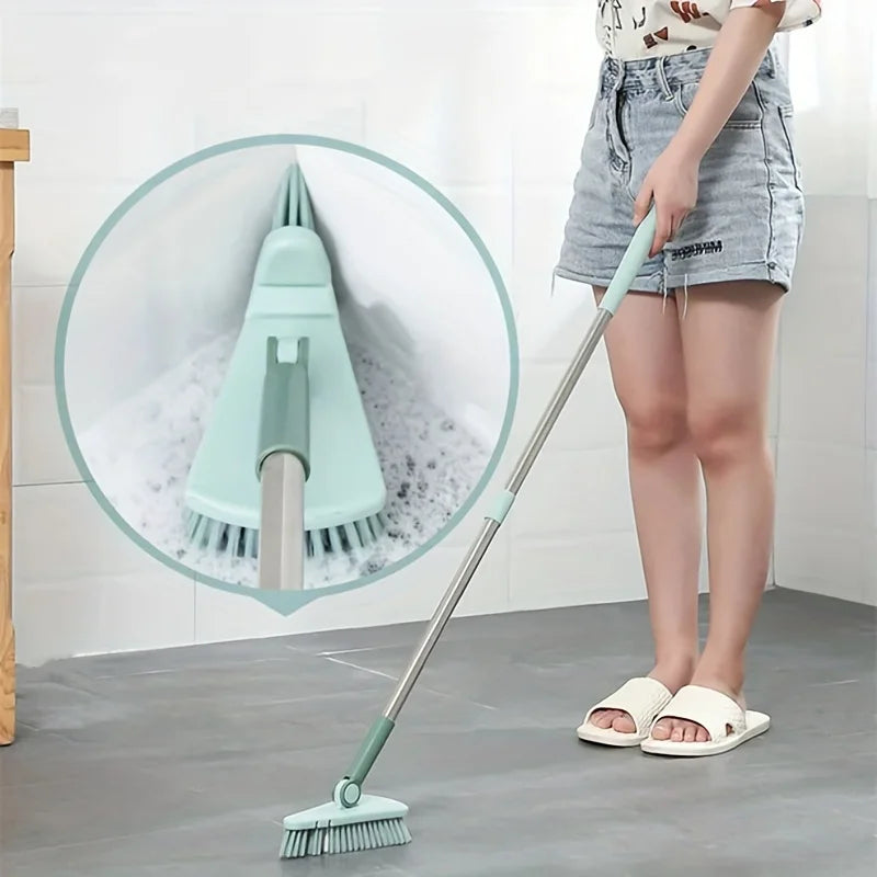 Triangle Floor Brush for Cleaning Bathtub and Floor Gaps, Long Handle Detachable Bathroom, Kitchen, and Balcony