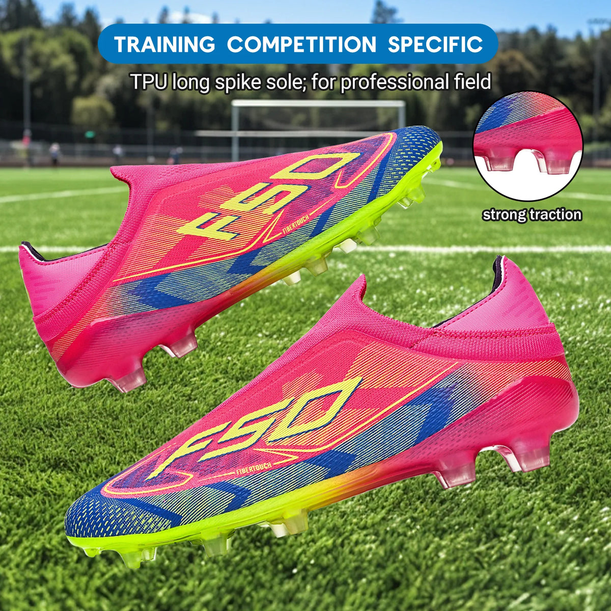Professional Match Adult AG FG Soccer Cleats Textured PU Upper High-friction TPU Stud Anti-slip Boost Ball Control For Grass