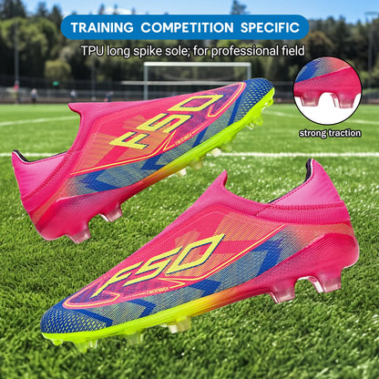 Professional Match Adult AG FG Soccer Cleats Textured PU Upper High-friction TPU Stud Anti-slip Boost Ball Control For Grass
