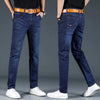Slim Fit Casual Straight Leg Jeans Men's Lightweight Stretchy Loose Fit Classic Style Youthful Fashion Spring Summer