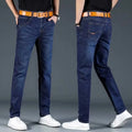Slim Fit Casual Straight Leg Jeans Men's Lightweight Stretchy Loose Fit Classic Style Youthful Fashion Spring Summer