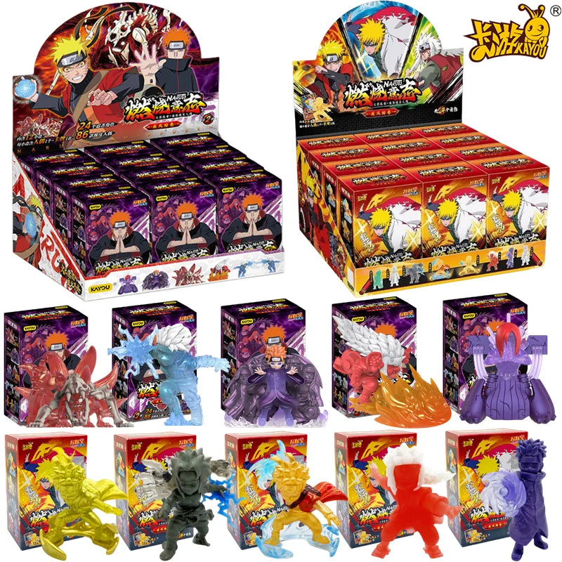 KAYOU NARUTO Mini Doll Rubber Figures Blind box Series Chakra Mode Sasuke Gaara Kurama Shikamaru Model Toy
