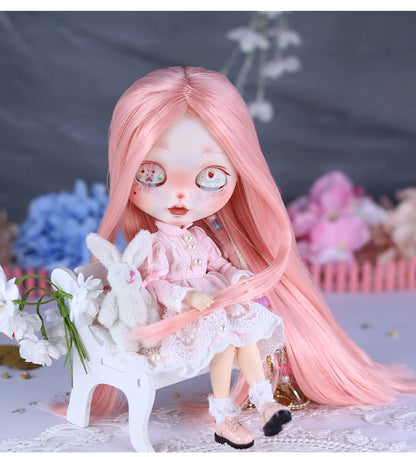 ICY DBS Blyth 1/6 Doll Hand Painted Set Cute Bunny Frosted Face Doll Set SD