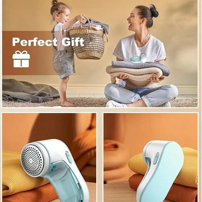 Green Fabric Shaver, Lint Remover For Clothes, Effectively And Quickly Remove Pills, Sweater Shaver With Stainless Steel 3-Leaf Blades And Lock Protection.( Two Blades&One Brush