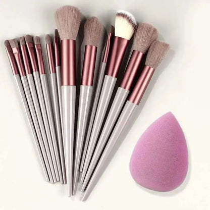 Professional Makeup Brush Set with Sponge & Storage Options