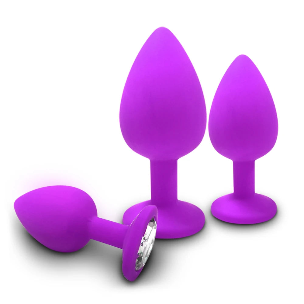 Soft Silicone Butt Plug Anal Plug Unisex Sex Stopper 3 Different Size Adult Toys for Men/Women Anal Trainer for Couples