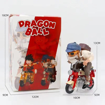 New 13cm Dragon Ball Z Anime Figure Son Goku Master Roshi Locomotives PVC Action Kame Sennin Motorcycle Toys for Children