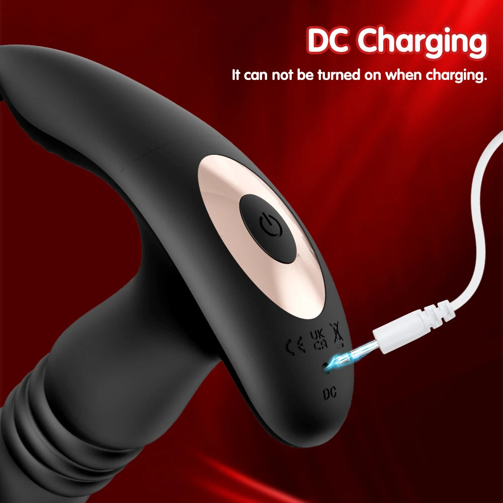 Thrusting Prostate Massager Anal Dildo Vibrator for Men, 6-in-1 Vibrating Male Anal Toys with Silicone Cock Ring Adult Sex Toys