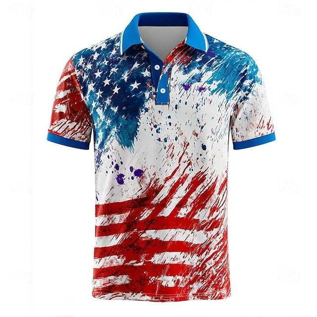 USA 250 Anniversary Men's Polo Short Sleeve Polo Shirts American US Flag Polo Shirts Casual Outfit Trendy Buttons Men Polo 2026