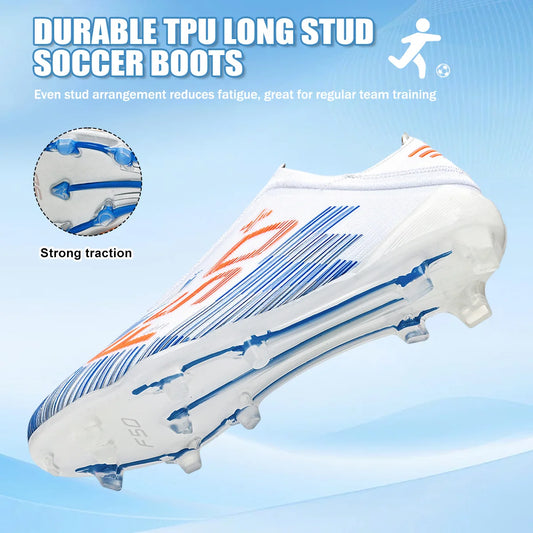 Men AG FG Football Boots Stretch PU Woven Upper Shock Absorb TPU Outsole Stable Grip For Amateur Grass Football Matches