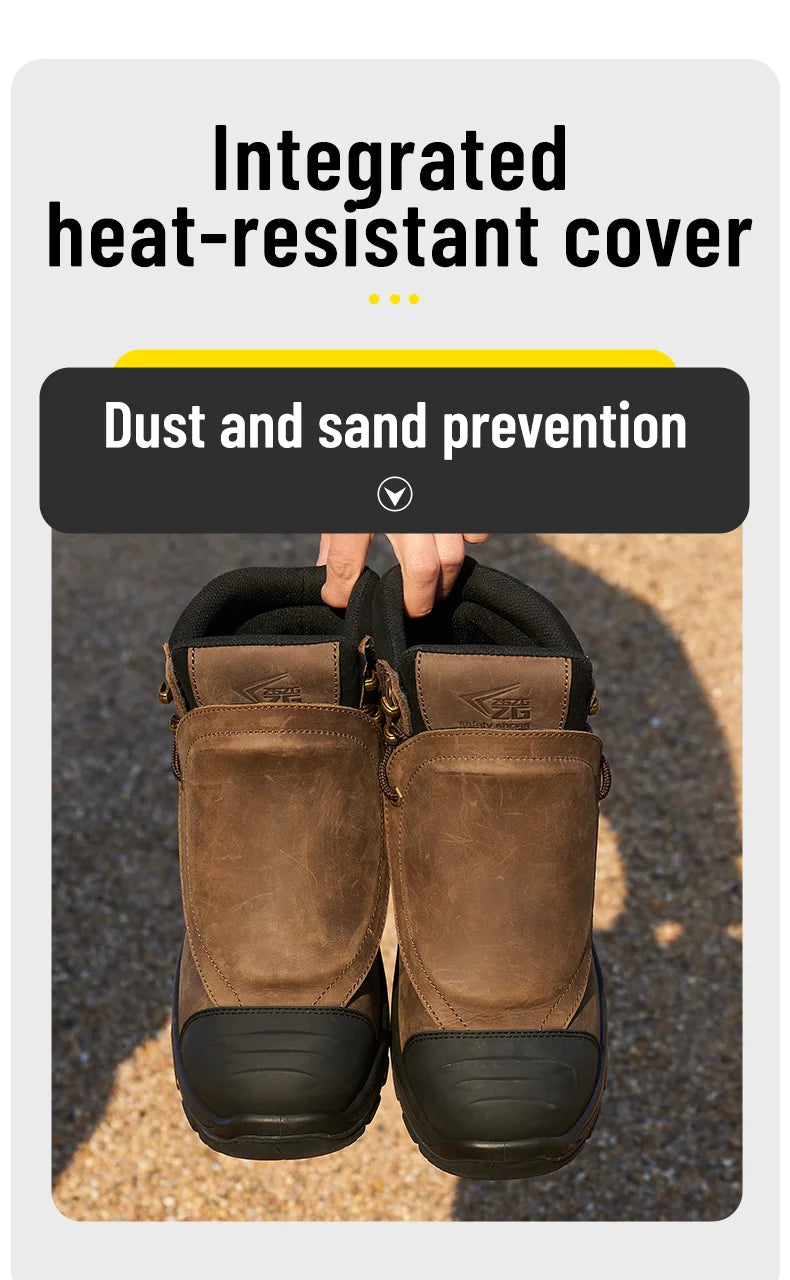 Genuine Leather Work Safety Boots Men High Temperature Resistant Welding Shoes Puncture-Proof Indestructible Shoes Work Boots