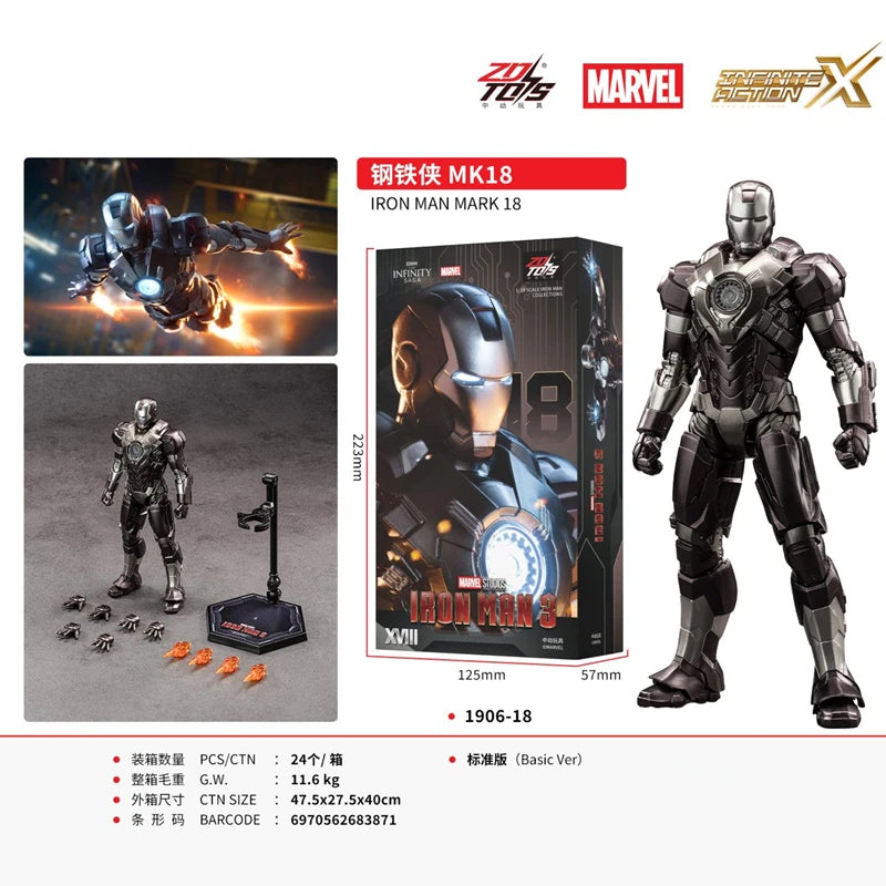Marvel ZD Toys Iron Man Figure MK3 MK4 MK85 MK42 MK18 MK19 Spider-Man PS4 Iron Spider Action Figure Collections Gift